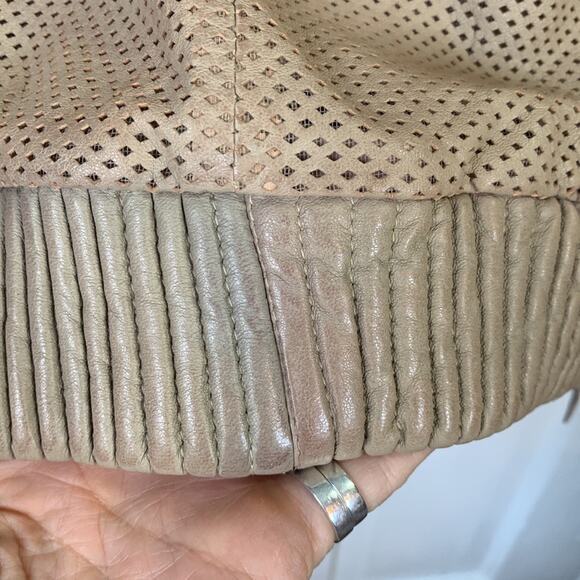 Bano eeMee Women’s Leather Tan Canadian Made Mesh Moto Jacket Size 4 - Picture 9 of 10